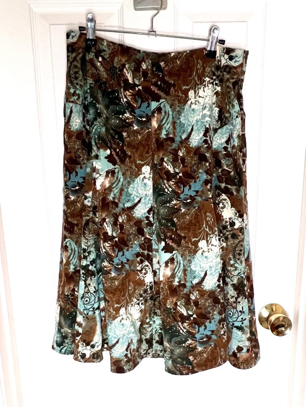 Christopher & Banks Brown Abstract Midi Skirt Size 8P Fairygoth Witchy Grunge